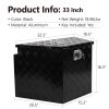 33 Inch Heavy Duty Diamond Plate Aluminum Trailer Tongue Box Pickup Truck Tool Box Storage Organizer with Weather Resistant Seal, Lock & Keys ‚Äì Blac