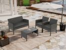 4 Pieces Patio Furniture Sets Outdoor Sectional Wicker Set Outdoor Conversation Set Patio Set Patio Loveseats with Coffee Table Porch, Poolside, Terra