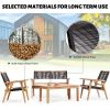 Patio Furniture Set Black Rope Furniture Set,Outdoor Conversation Sectional for Backyard Poolside, Garden