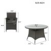 5 Piece Outdoor Dining Set All-Weather Wicker Patio Dining Table and Chairs with Cushions, Round Tempered Glass Tabletop with Umbrella Cutout for Pati