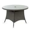 5 Piece Outdoor Dining Set All-Weather Wicker Patio Dining Table and Chairs with Cushions, Round Tempered Glass Tabletop with Umbrella Cutout for Pati
