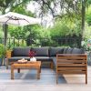 GO Wood Structure Outdoor Sofa Set with gray Cushions Exotic design Water-resistant and UV Protected texture High quality acacia wood Strong Metal Acc
