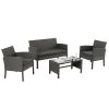 4 Pieces Patio Furniture Sets Outdoor Sectional Wicker Set Outdoor Conversation Set Patio Set Patio Loveseats with Coffee Table Porch, Poolside, Terra