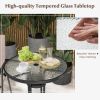 3 Pieces Outdoor Bistro Set with 2 Folding Chairs