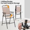 3 Pieces Outdoor Bistro Set with 2 Folding Chairs