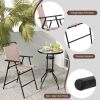 3 Pieces Outdoor Bistro Set with 2 Folding Chairs