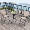 3 Pieces Outdoor Bistro Set with 2 Folding Chairs