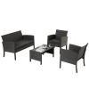 4 Pieces Patio Furniture Sets Outdoor Sectional Wicker Set Outdoor Conversation Set Patio Set Patio Loveseats with Coffee Table Porch, Poolside, Terra