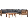 GO Wood Structure Outdoor Sofa Set with gray Cushions Exotic design Water-resistant and UV Protected texture High quality acacia wood Strong Metal Acc