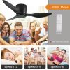 40" Flush Mount Ceiling Fan without light, 3 Reversible Blades, with 6 Speeds Reversible DC Motor,Low Profile Ceiling Fan with no light for Living Roo