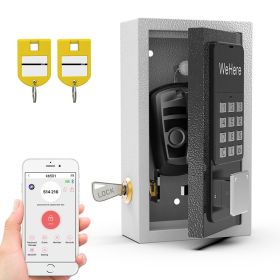 WeHere Wireless Smart Key Lock Box with APP, Electronic Lock Box for House Wall Mount, use Bluetooth/One-Time Password/Fixed Code Unlock,APP Remote Au (Color: Black)