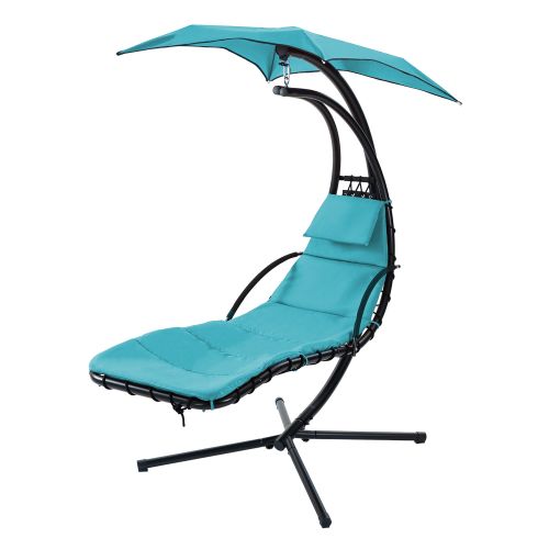 Hanging Chaise Lounger with Removable Canopy, Outdoor Swing Chair with Built-in Pillow, Hanging Curved Chaise Lounge Chair Swing for Patio Porch Pools Hanging Chaise Lounger with Removable Canopy, Outdoor Swing Chair with Built-in Pillow, Hanging Curved Chaise Lounge Chair Swing for Patio Porch Pools