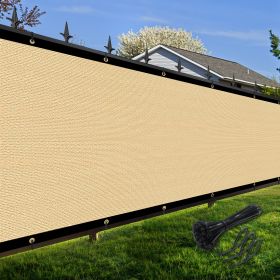Artpuch Privacy Fence Screen Sand Customized Outdoor Mesh Panels for Backyard, Balcony,Patio,Construction Site with Zip Ties (Color: Sand, size: 5x27 ft)