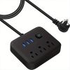 1pc Power Strip; Power Strip Surge Protector; 3 AC Outlets 3 USB 1 Power Button; Flat Plug; Desktop Charging Station With Overload Protection; For Hom