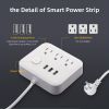 1pc Power Strip; Power Strip Surge Protector; 3 AC Outlets 3 USB 1 Power Button; Flat Plug; Desktop Charging Station With Overload Protection; For Hom