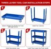 Tool Cart on Wheels, 3 Tier Rolling Mechanic Tool Cart, Heavy Duty Steel Utility Cart w/Lockable Wheels, 450 LBS Capacity Industrial Service Cart for